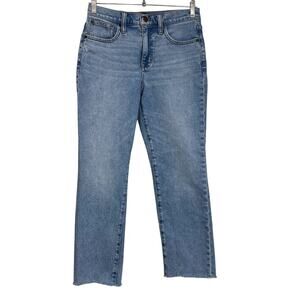 J Crew Essential Straight Jeans Womens 26 Cropped Raw Hem Stretch